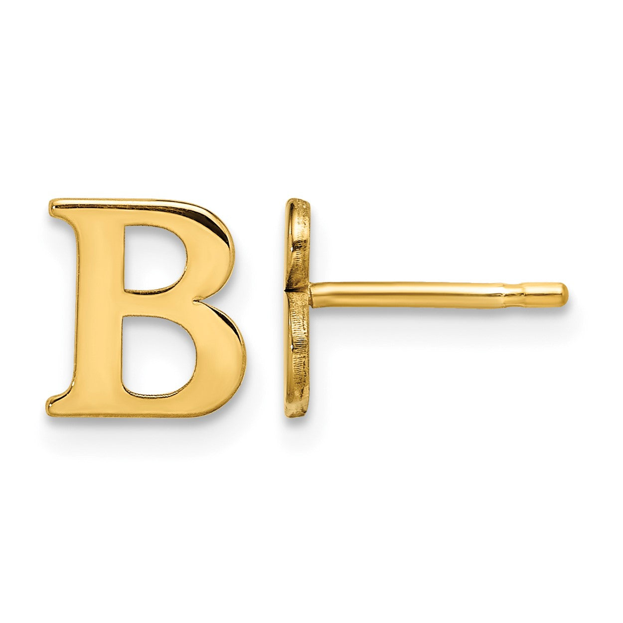 Sterling Silver Gold-plated Letter B Initial Post Earrings