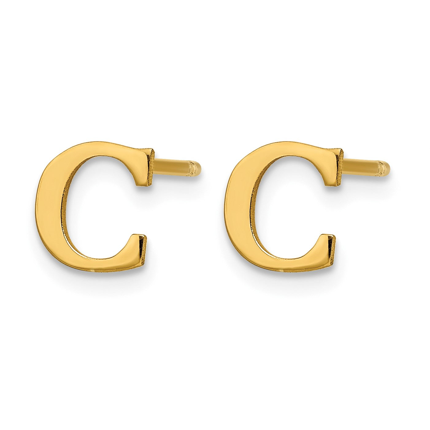 Sterling Silver Gold-plated Letter C Initial Post Earrings