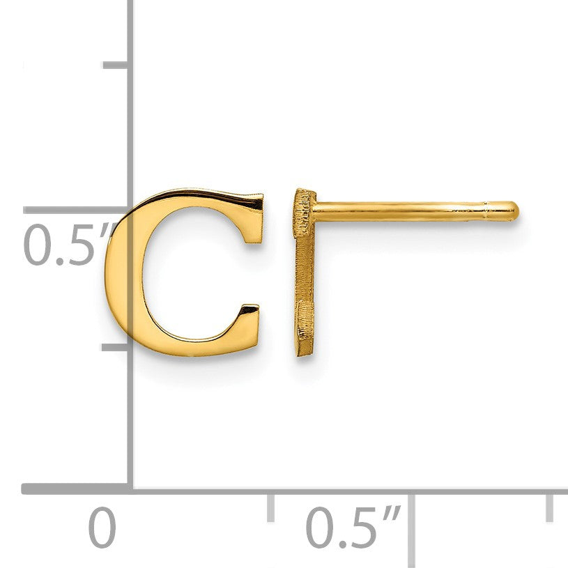Sterling Silver Gold-plated Letter C Initial Post Earrings