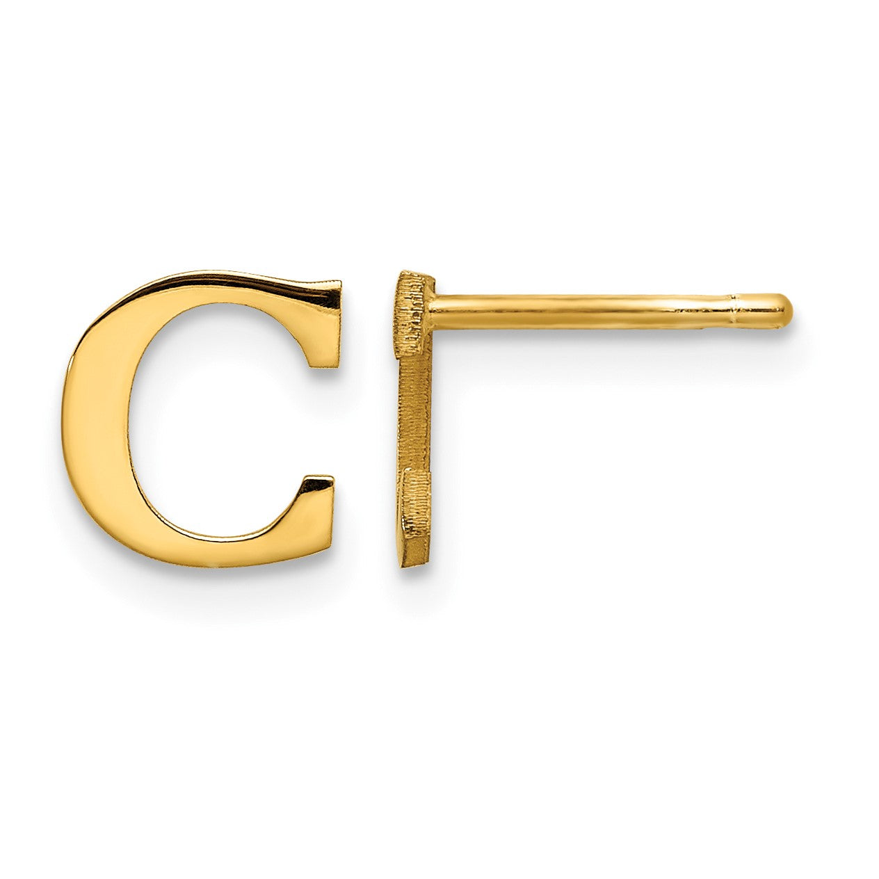 Sterling Silver Gold-plated Letter C Initial Post Earrings