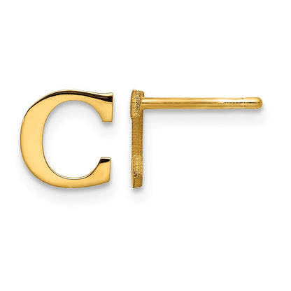 Sterling Silver Gold-plated Letter C Initial Post Earrings