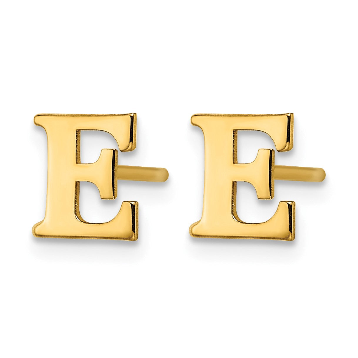 Sterling Silver Gold-plated Letter E Initial Post Earrings