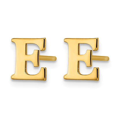 Sterling Silver Gold-plated Letter E Initial Post Earrings