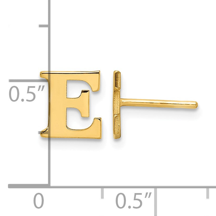 Sterling Silver Gold-plated Letter E Initial Post Earrings