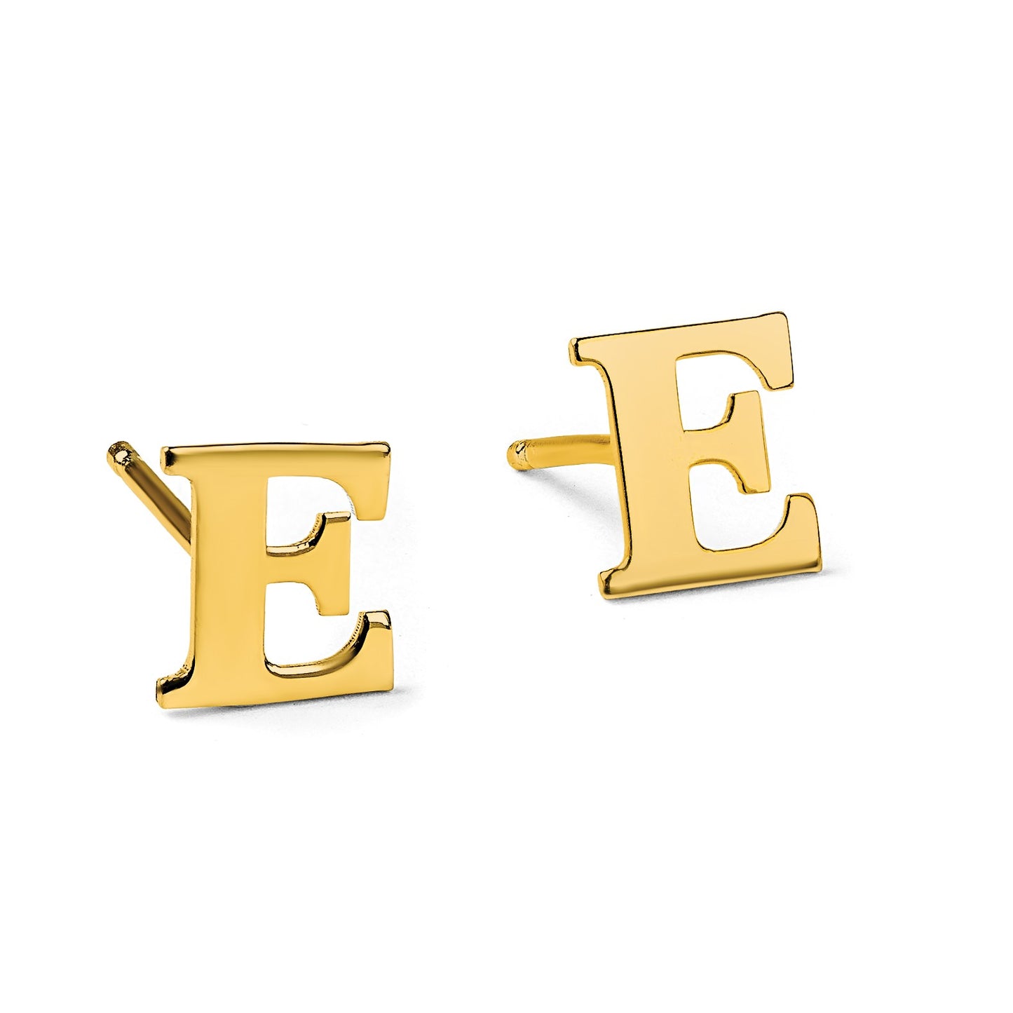 Sterling Silver Gold-plated Letter E Initial Post Earrings