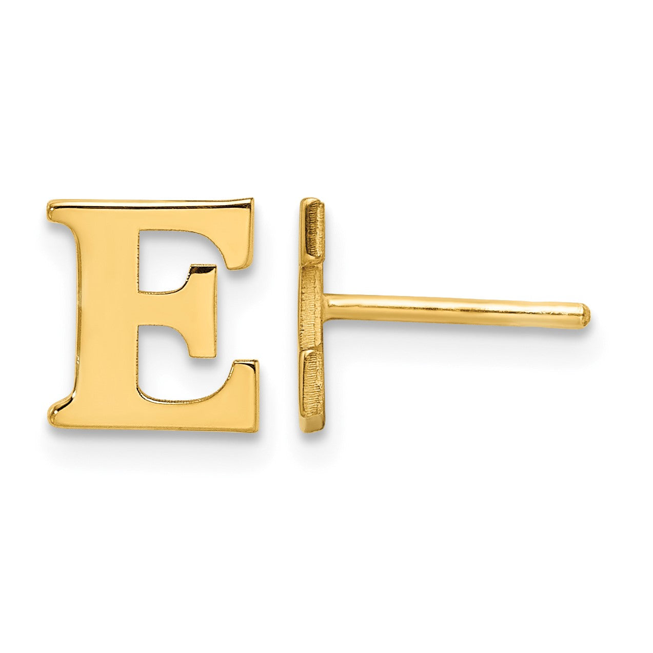 Sterling Silver Gold-plated Letter E Initial Post Earrings