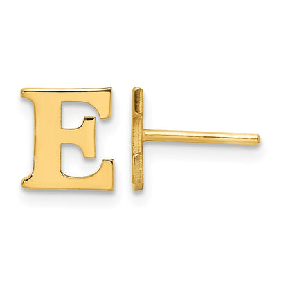Sterling Silver Gold-plated Letter E Initial Post Earrings