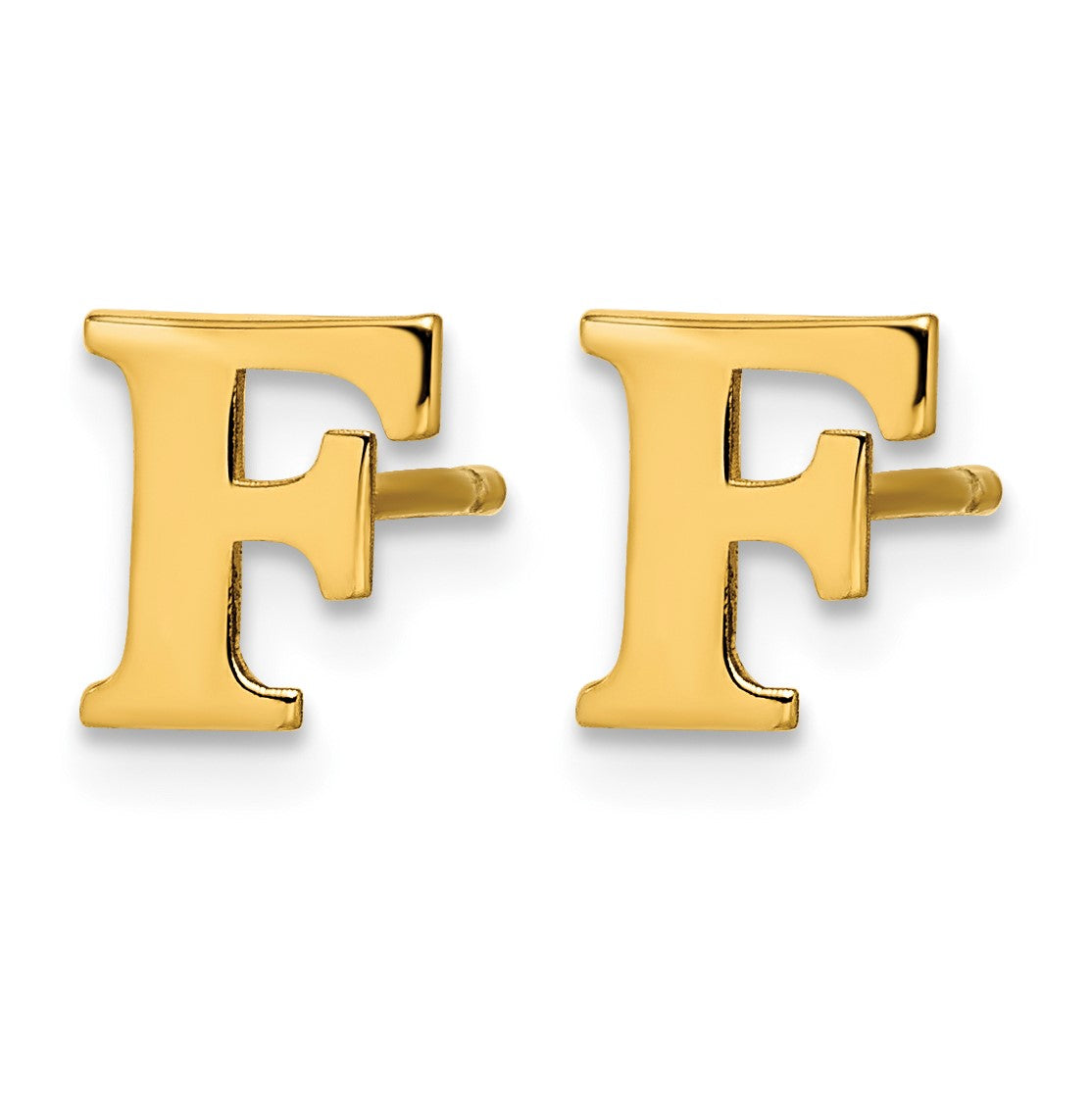 Sterling Silver Gold-plated Letter F Initial Post Earrings
