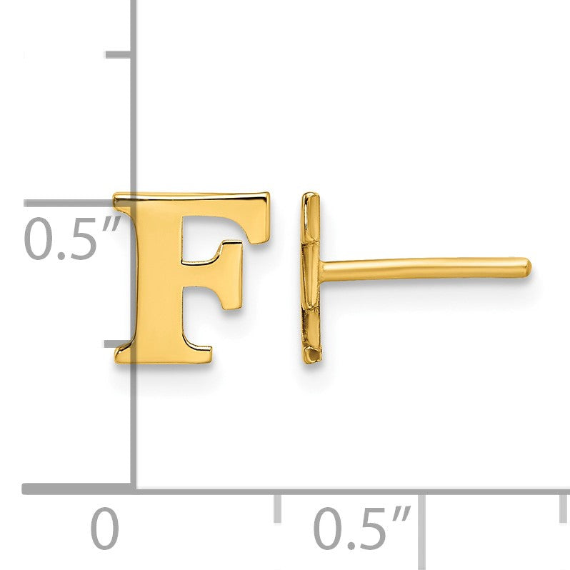 Sterling Silver Gold-plated Letter F Initial Post Earrings