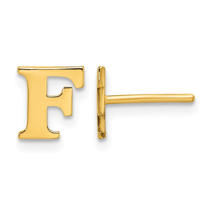 Sterling Silver Gold-plated Letter F Initial Post Earrings