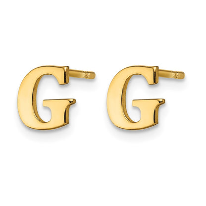 Sterling Silver Gold-plated Letter G Initial Post Earrings
