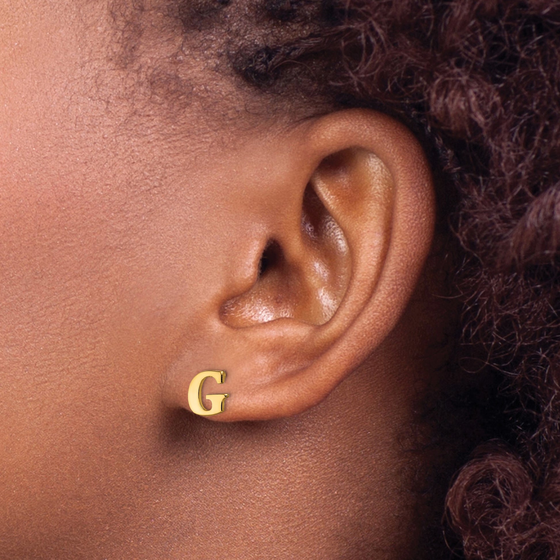 Sterling Silver Gold-plated Letter G Initial Post Earrings