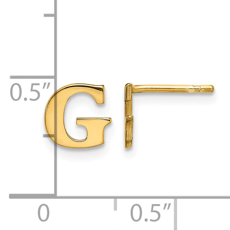 Sterling Silver Gold-plated Letter G Initial Post Earrings