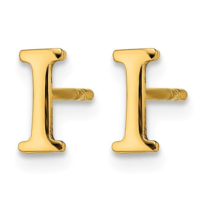 Sterling Silver Gold-plated Letter I Initial Post Earrings