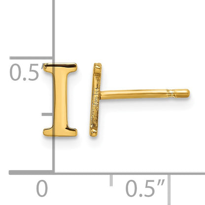 Sterling Silver Gold-plated Letter I Initial Post Earrings