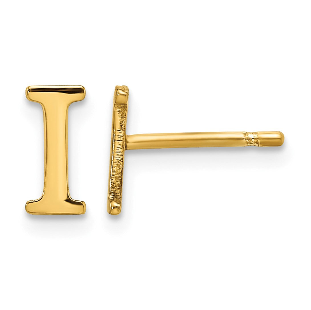 Sterling Silver Gold-plated Letter I Initial Post Earrings