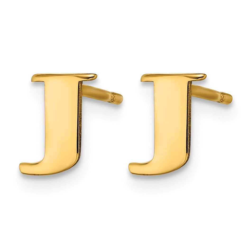 Sterling Silver Gold-plated Letter J Initial Post Earrings