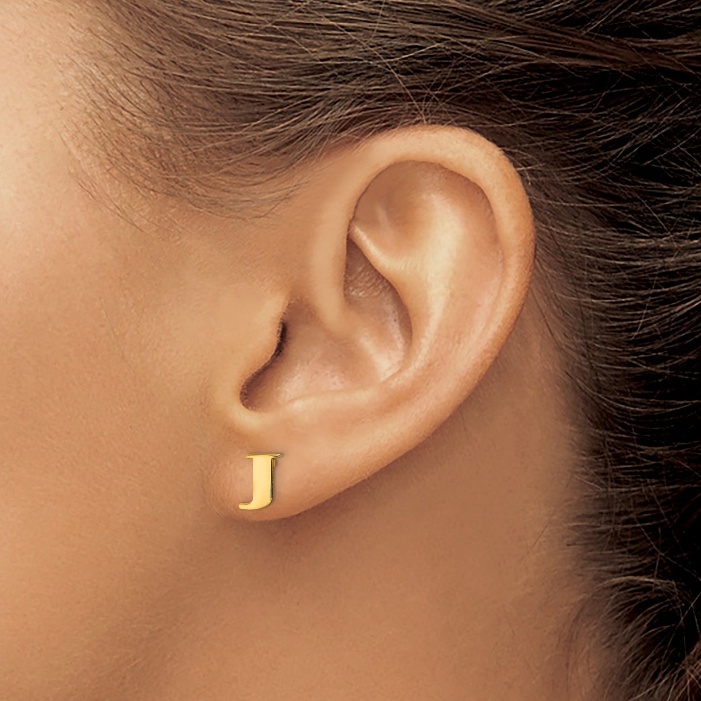 Sterling Silver Gold-plated Letter J Initial Post Earrings