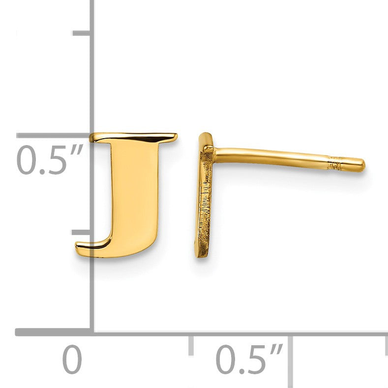 Sterling Silver Gold-plated Letter J Initial Post Earrings