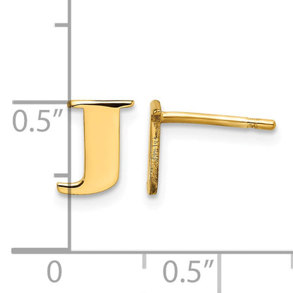 Sterling Silver Gold-plated Letter J Initial Post Earrings