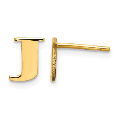 Sterling Silver Gold-plated Letter J Initial Post Earrings