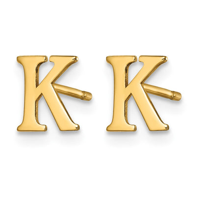 Sterling Silver Gold-plated Letter K Initial Post Earrings