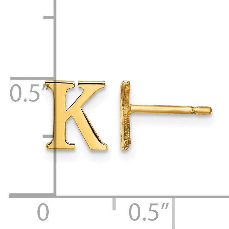 Sterling Silver Gold-plated Letter K Initial Post Earrings