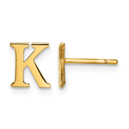 Sterling Silver Gold-plated Letter K Initial Post Earrings
