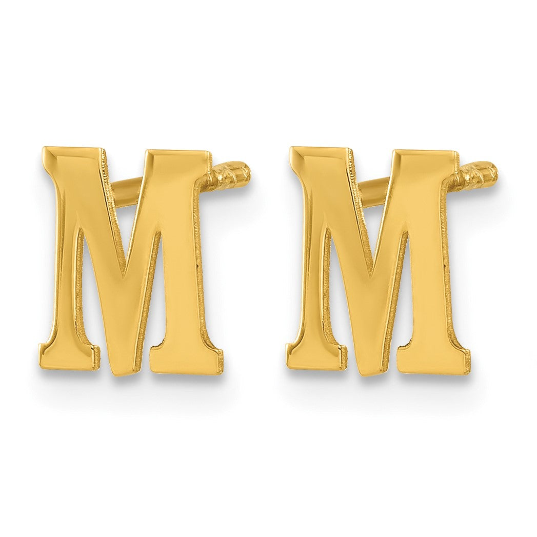 Sterling Silver Gold-plated Letter M Initial Post Earrings