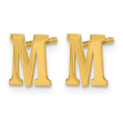 Sterling Silver Gold-plated Letter M Initial Post Earrings