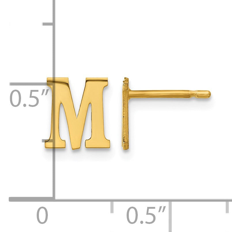 Sterling Silver Gold-plated Letter M Initial Post Earrings
