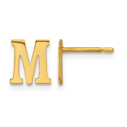 Sterling Silver Gold-plated Letter M Initial Post Earrings
