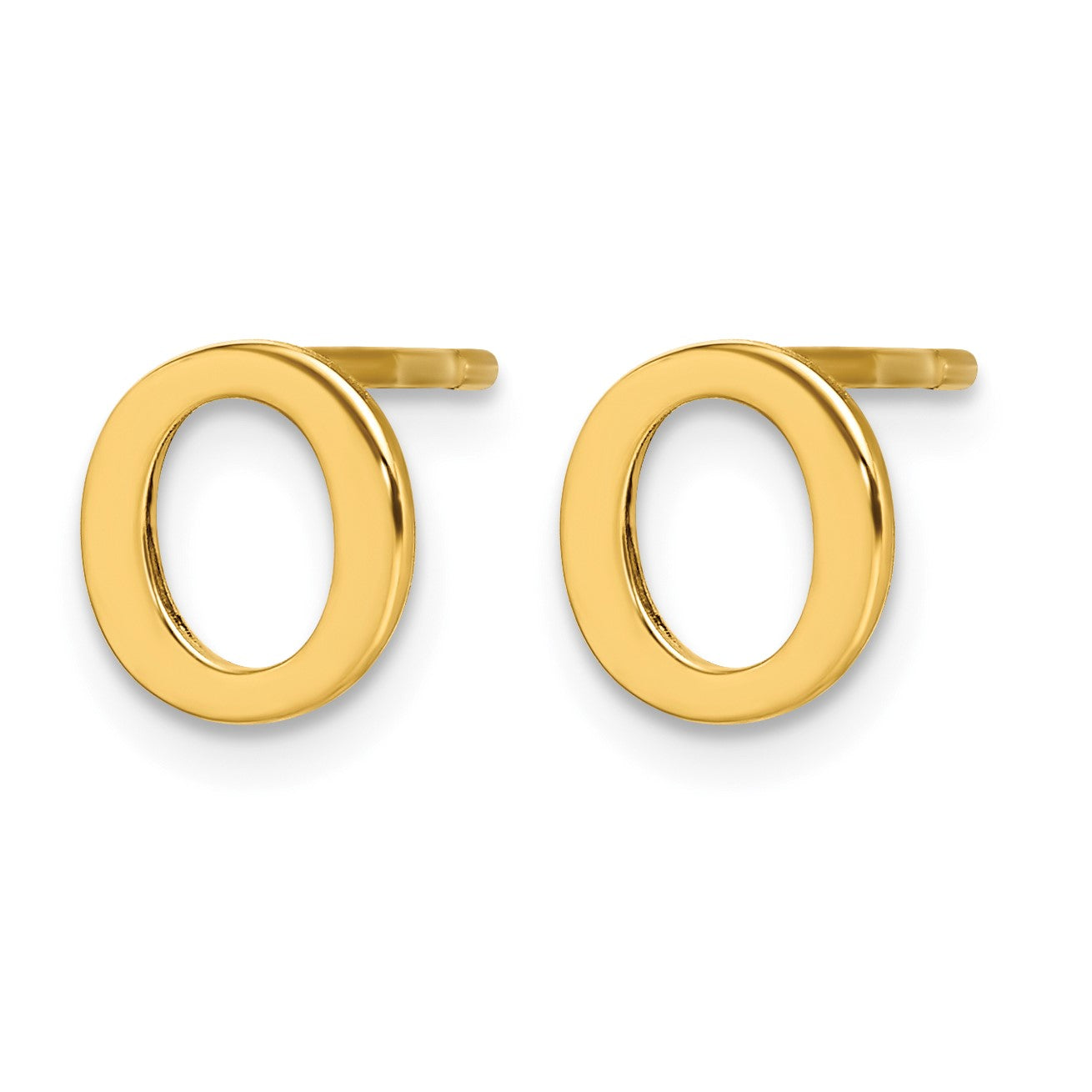 Sterling Silver Gold-plated Letter O Initial Post Earrings
