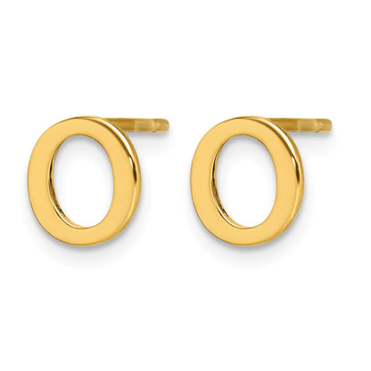 Sterling Silver Gold-plated Letter O Initial Post Earrings