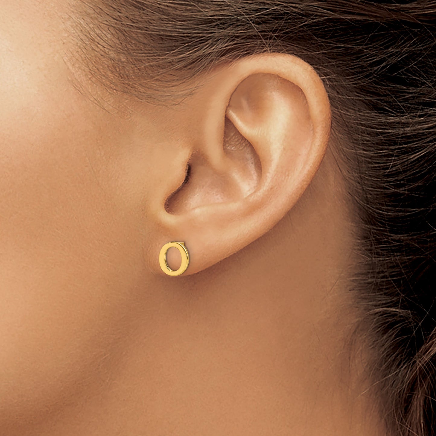 Sterling Silver Gold-plated Letter O Initial Post Earrings