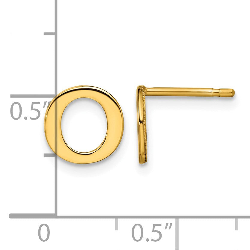 Sterling Silver Gold-plated Letter O Initial Post Earrings