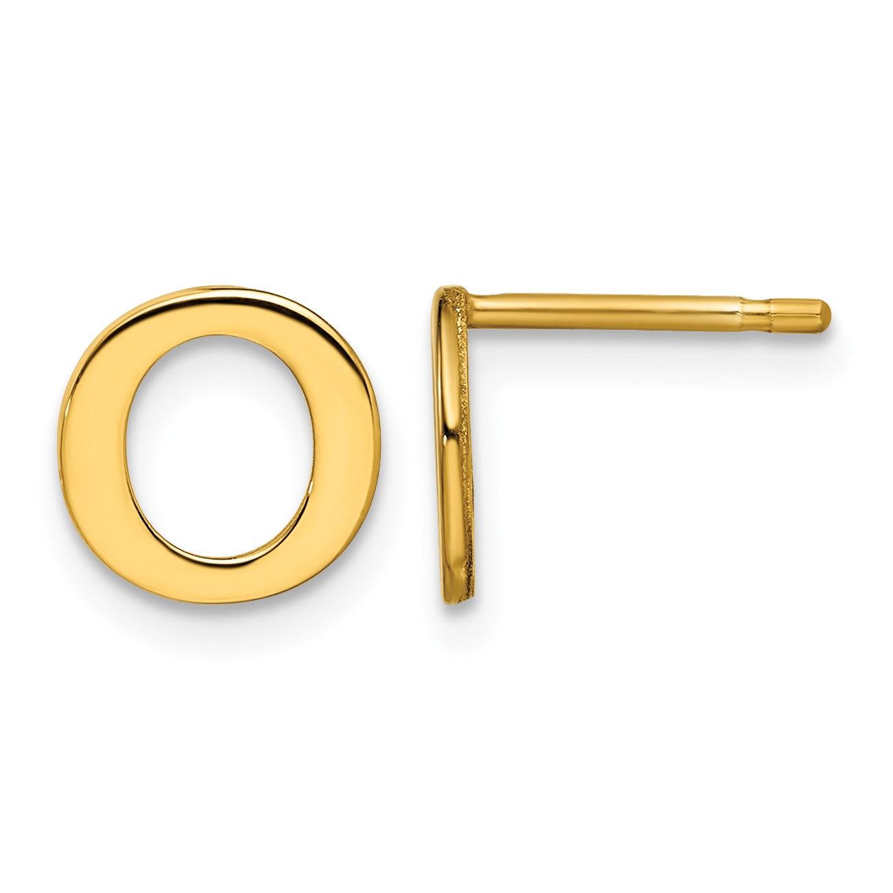 Sterling Silver Gold-plated Letter O Initial Post Earrings