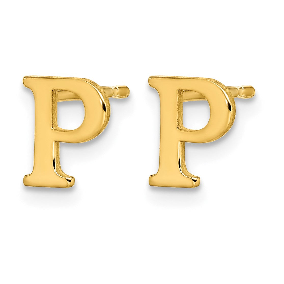 Sterling Silver Gold-plated Letter P Initial Post Earrings