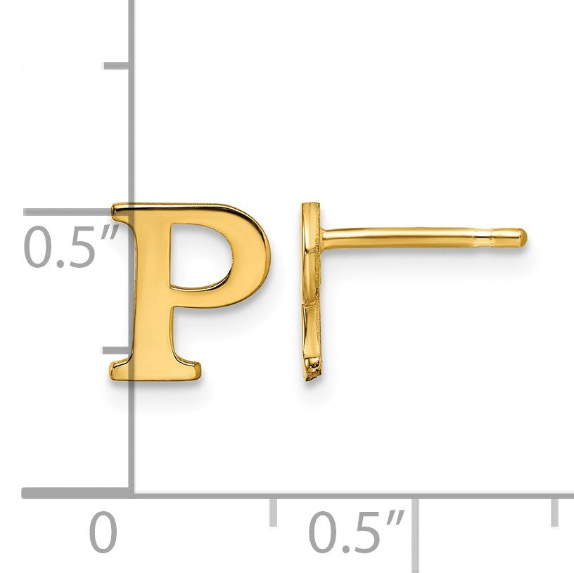 Sterling Silver Gold-plated Letter P Initial Post Earrings
