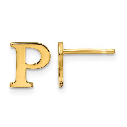 Sterling Silver Gold-plated Letter P Initial Post Earrings