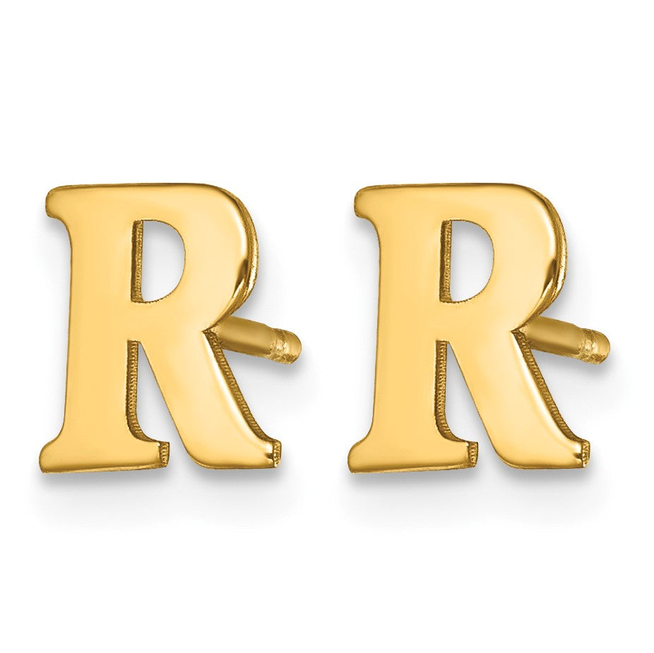 Sterling Silver Gold-plated Letter R Initial Post Earrings