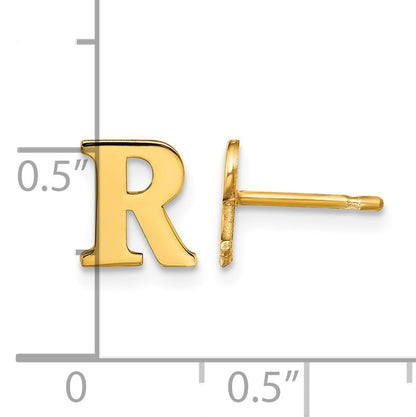 Sterling Silver Gold-plated Letter R Initial Post Earrings