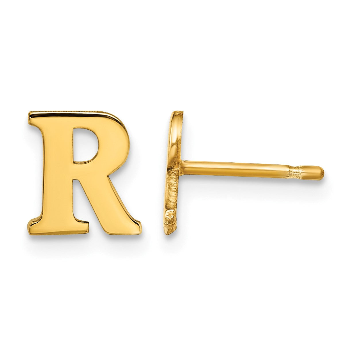 Sterling Silver Gold-plated Letter R Initial Post Earrings