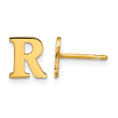 Sterling Silver Gold-plated Letter R Initial Post Earrings