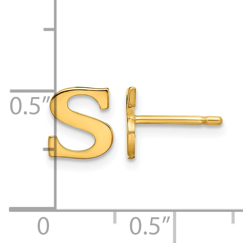 Sterling Silver Gold-plated Letter S Initial Post Earrings
