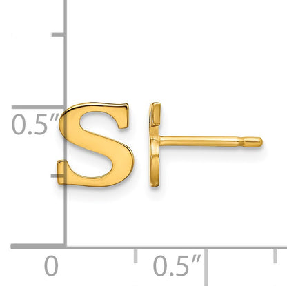 Sterling Silver Gold-plated Letter S Initial Post Earrings