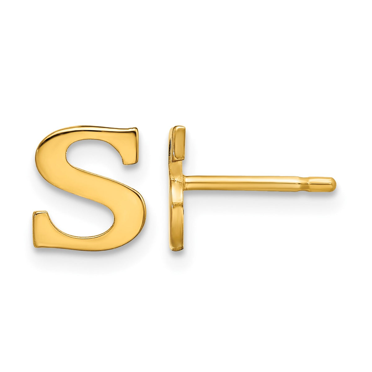 Sterling Silver Gold-plated Letter S Initial Post Earrings