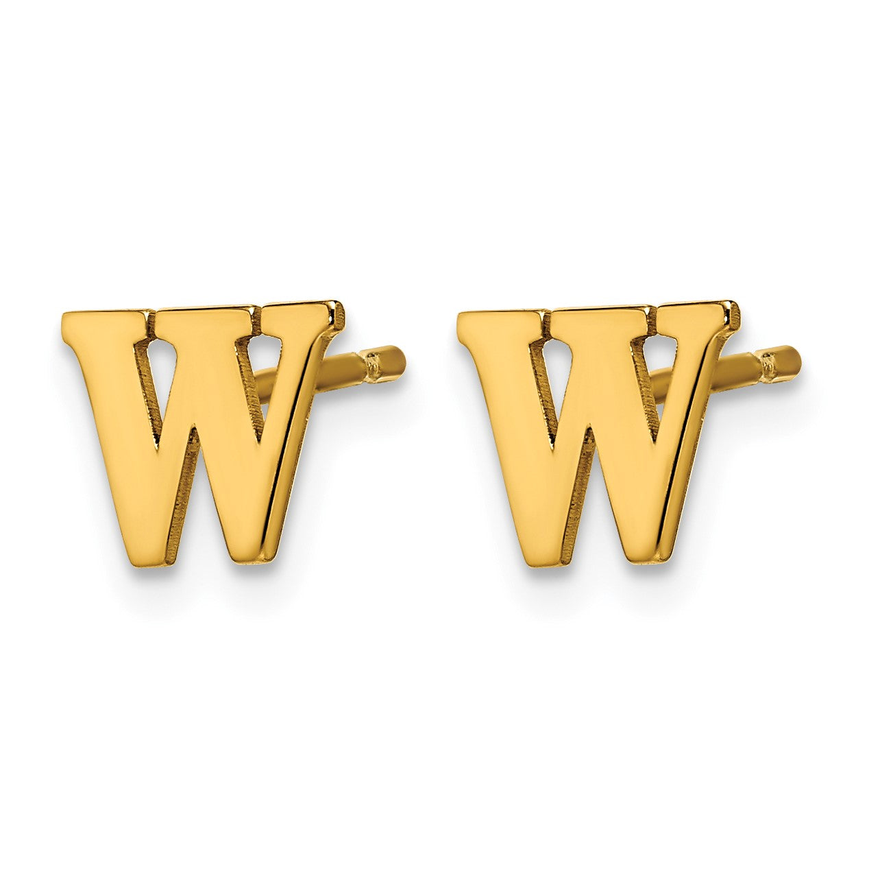 Sterling Silver Gold-plated Letter W Initial Post Earrings