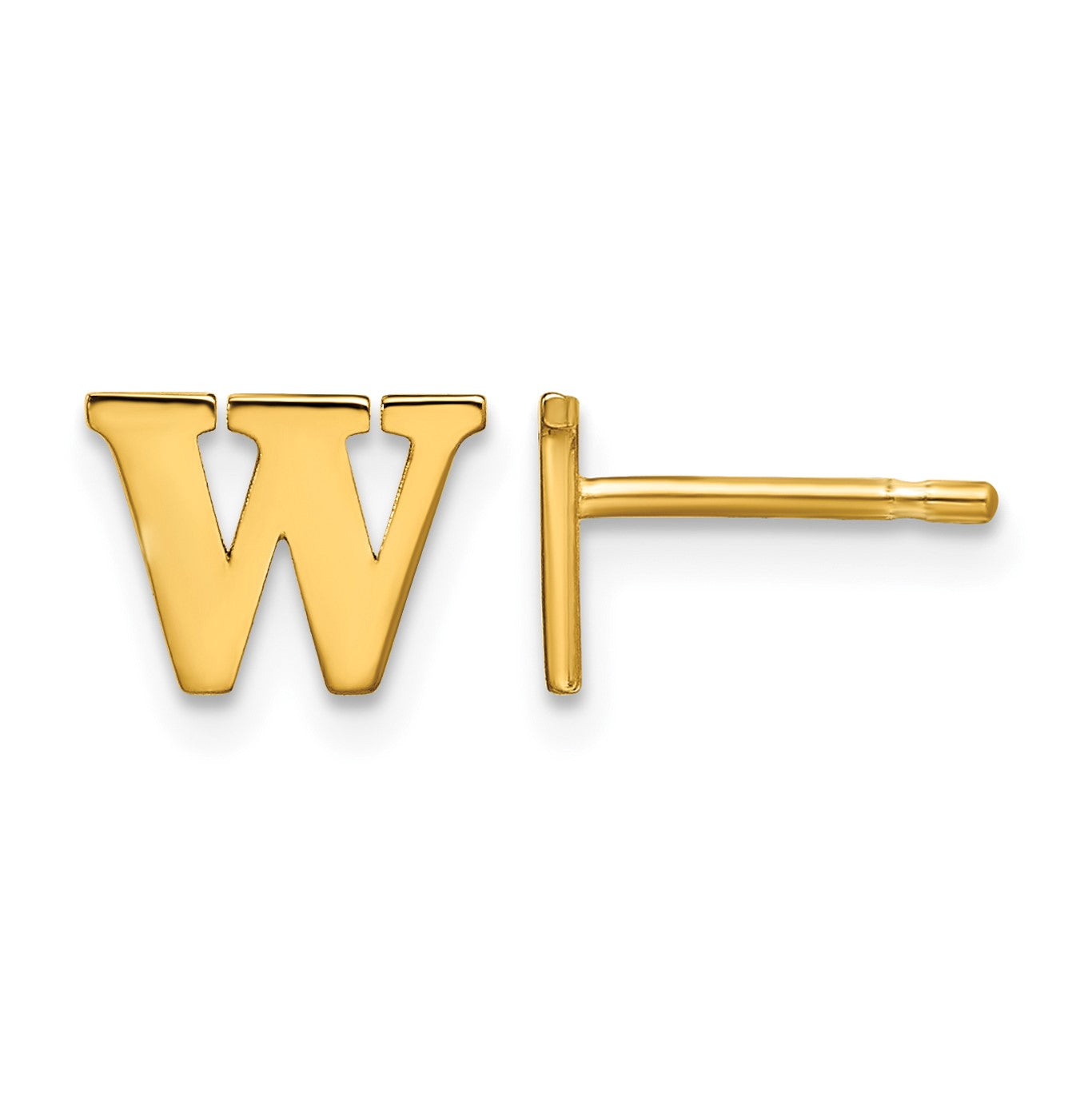 Sterling Silver Gold-plated Letter W Initial Post Earrings