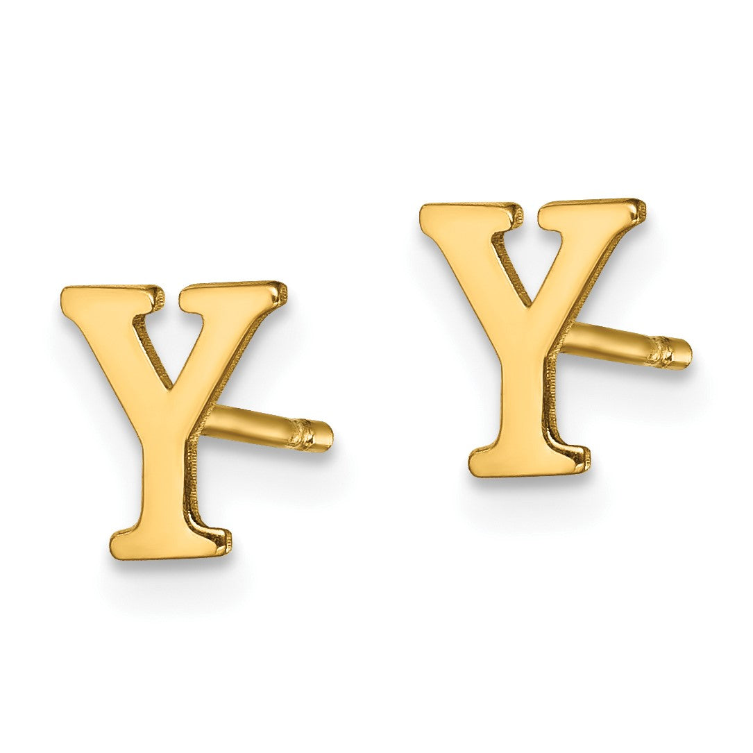 Sterling Silver Gold-plated Letter Y Initial Post Earrings